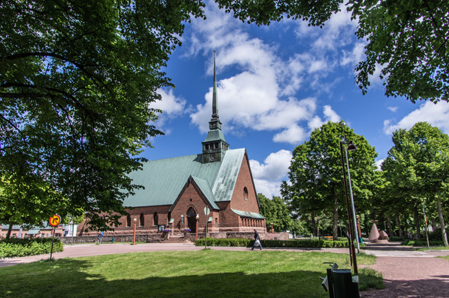 St. Görans-Kirche an der Promenade der 'Storagatan'